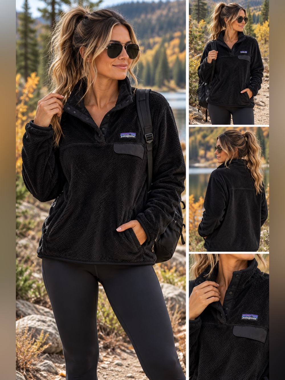 Patagonia Women's Re-Tool Snap-T Pullover in Black Size Large